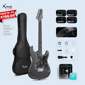 Xmari Smart Electric Guitar with Built-in DSP Effects, 4 Presets, USB-C OTG Recording, Headphone Output, Alnico Pickups w/Coil Split, Carbon Fiber Body, Gig Bag, Strap, Cable & Picks