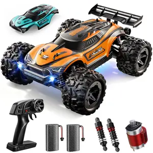 1:18 High Speed RC Remote Control Car All-Terrain Conquest Dual Shells Carbon Brush USB Charger Battery Christmas Birthday RC Truck Toy Gift for Kids Boys Girls Orange