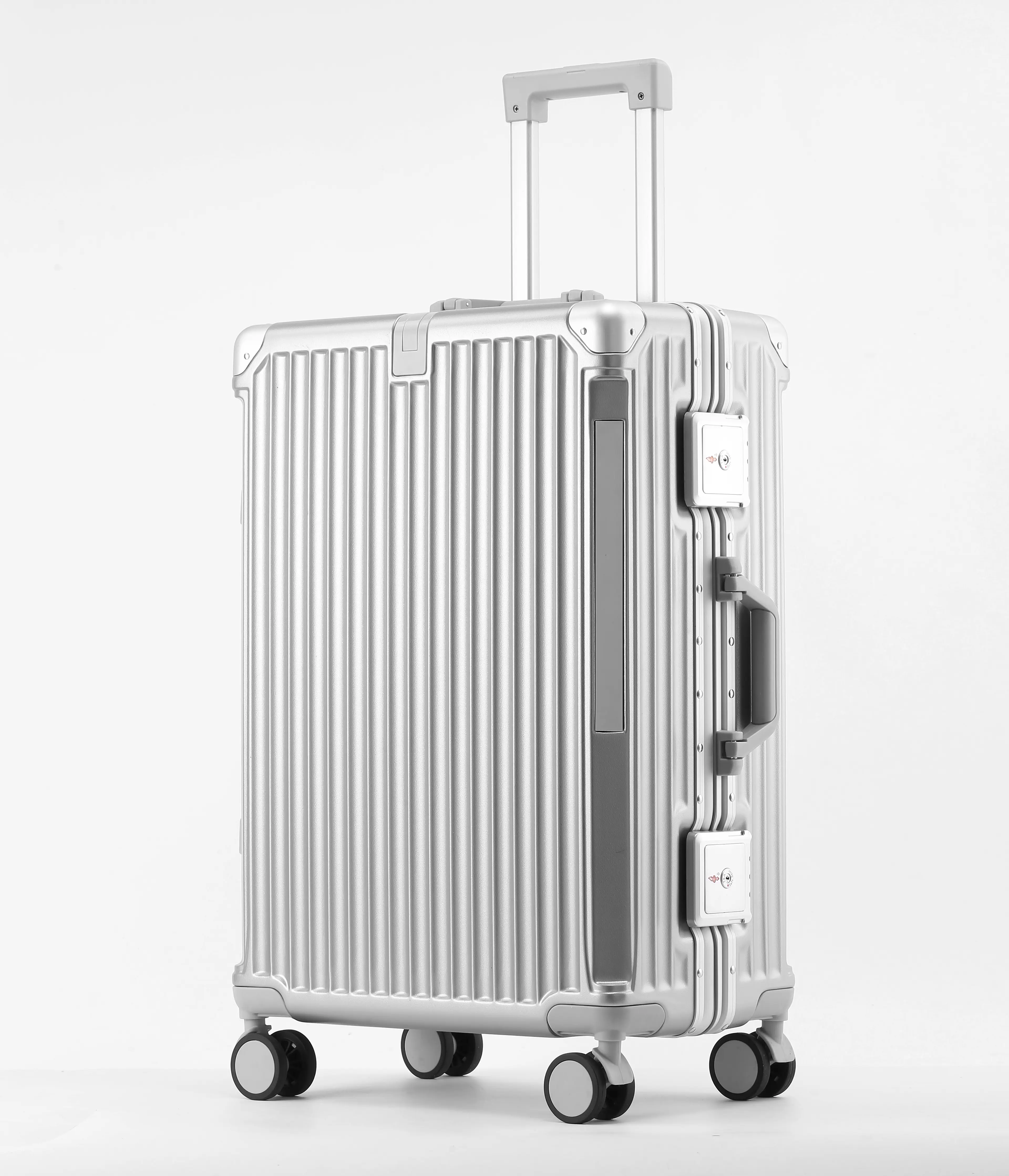 20 Inch Multifunctional PC Carry‑On Luggage | Aluminum‑Magnesium Alloy Non‑Zipper Frame Suitcase, Dual Large TSA Locks, Cup Holder, Phone Stand, Luggage Hook,Metal Corner Reinforcement, 4 Double‑Row 360° Spinner Wheels, Perfect for Business Trips & Travel