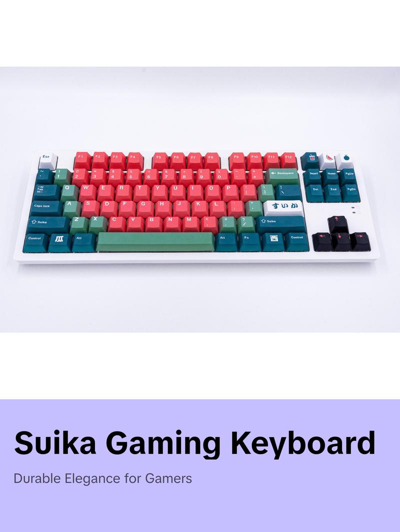 SUIKA Keycaps - Red & Green keys for mechanical keyboard - decor for pc gaming and work from home desk setups - gifts for gamers