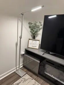 Modern Forms LED Touch Floor Lamp with Adjustable Arm for Reading and Task Lighting - Brushed Aluminum Design for Home Office Use