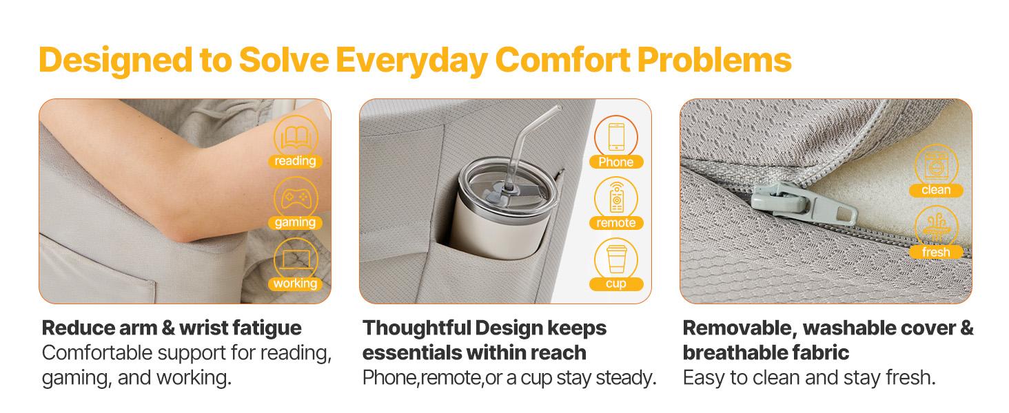 Shape Reading Pillow for reading, Armrest Gaming Pillow for Working, Lap Desk Pillow for Adult Sitting in Bed Sofa Floor