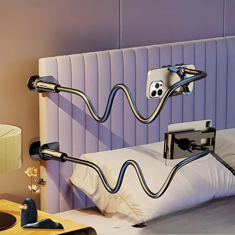 360° Rotatable Smartphone & Tablet Stand, Adjustable Angle Cell Phone Mount with Flexible Positioning, Durable ABS Design, Tension Grip Spiral Base, Hands-Free Bedside Accessory, Stylish Electronics Selfie Tripod, Accessories, Stylish Accessories