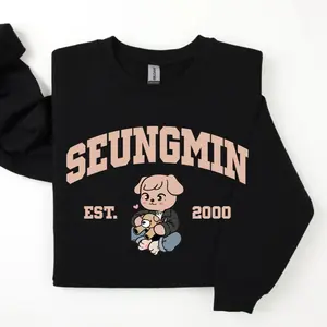 SEUNGMIN Graphic Sweatshirt, Print on Front of Tee, Vintage Print Seungmin T-Shirt, Casual Hoodie, Gift for Men Women