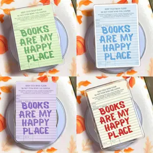 Cute Book Lover Quote Phone Grip – Books Are My Happy Place Pop Socket with Kickstand – Cozy Reading Aesthetic Gift