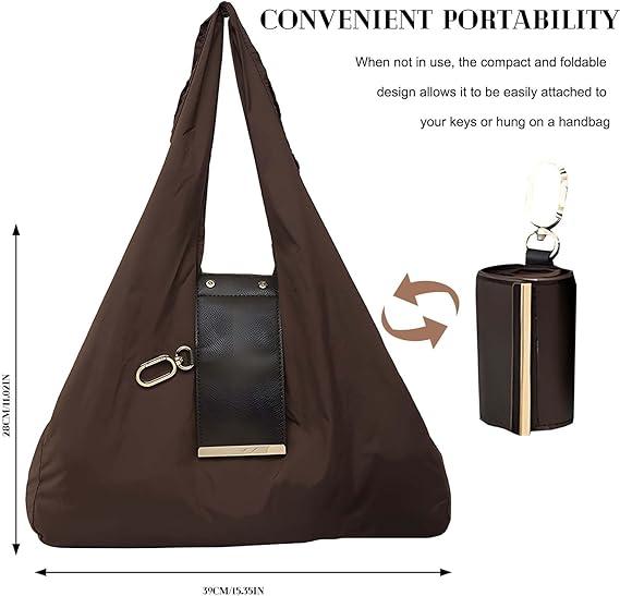 MUNBYN  Foldable Keychain Tote Bag – Reusable Grocery & Travel Bag, Lightweight Compact Shopping Bag with Keychain Clip, Unisex Eco-Friendly Market & Everyday Carry Essential