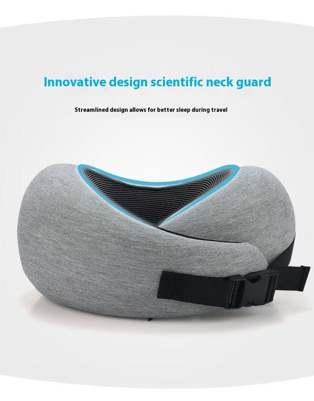 Soft Memory Foam Travel Neck Pillow U Shape Adjustable Support for Comfortable Sleeping on Plane Car Office Noon Break Aerodynamic Design