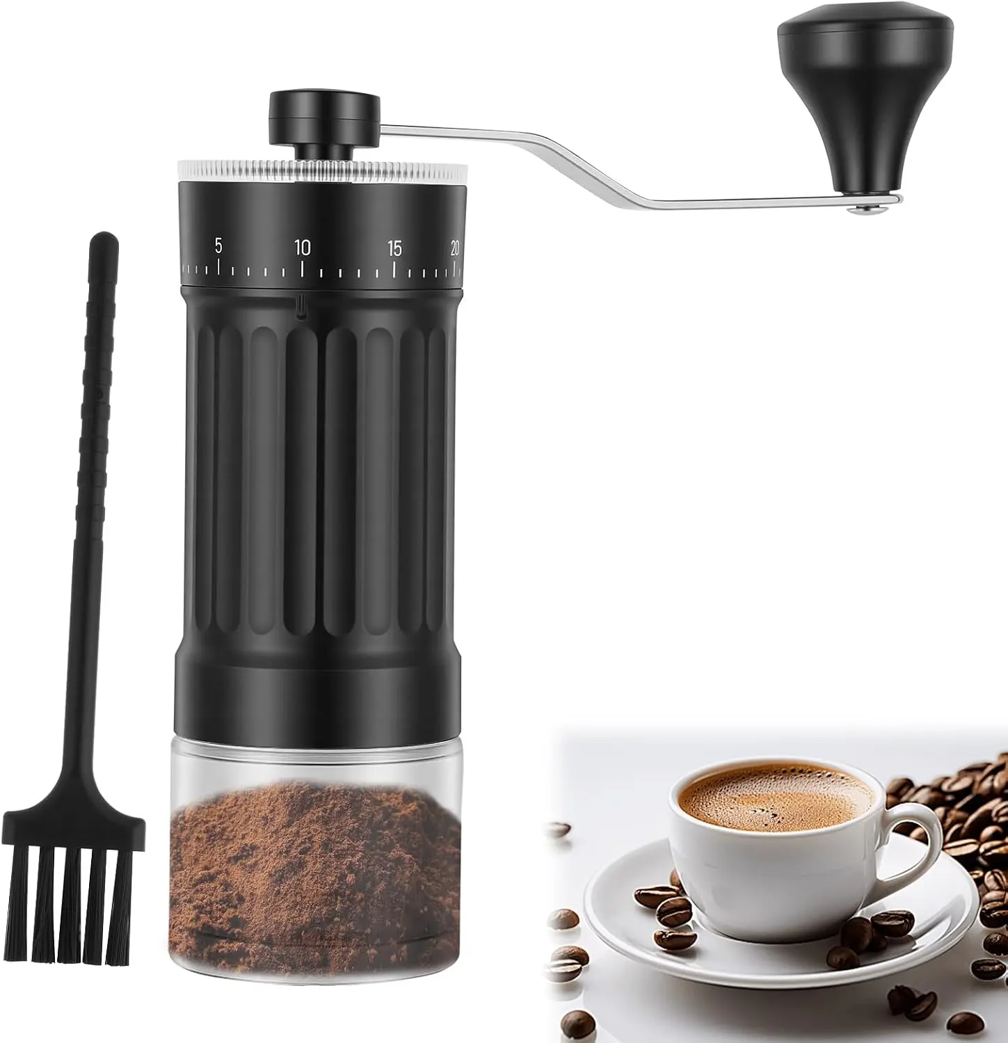 Manual Coffee Grinder with Conical Burr - 40 Adjustable Settings, 30g Capacity, Portable for Travel, Office, Espresso, French Press Use