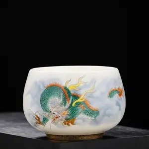 Large Lamb's Fat Jade Tea Cup Master's Cup Ceramic Single Cup Gongfu Tea Cup Tea Set Tea Bowl Personal Gift Cup