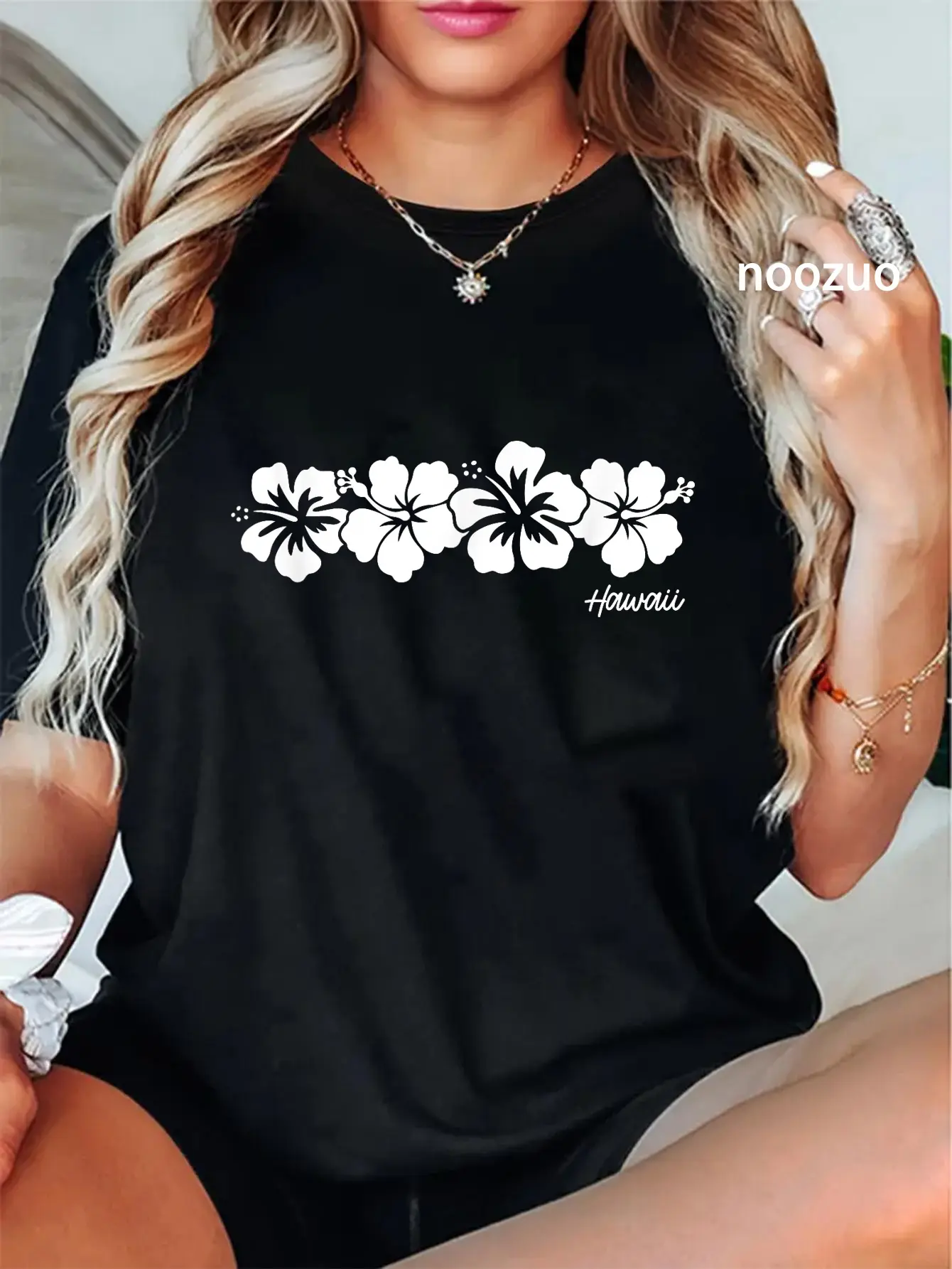 100% Cotton Hawaii Souvenir Hibiscus Flower Hawaiian Girls Boys Graphic T-Shirt