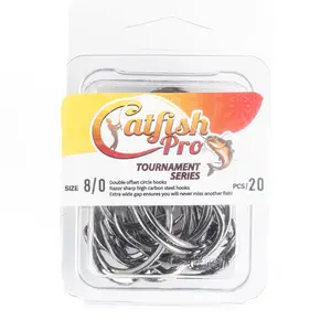Catfish Pro Tournament Series Double Offset Circle High Carbon Steel Catfish Hooks 8/0 - 20 Pack, Ultra-Sharp -Strength Hooks for Catfish