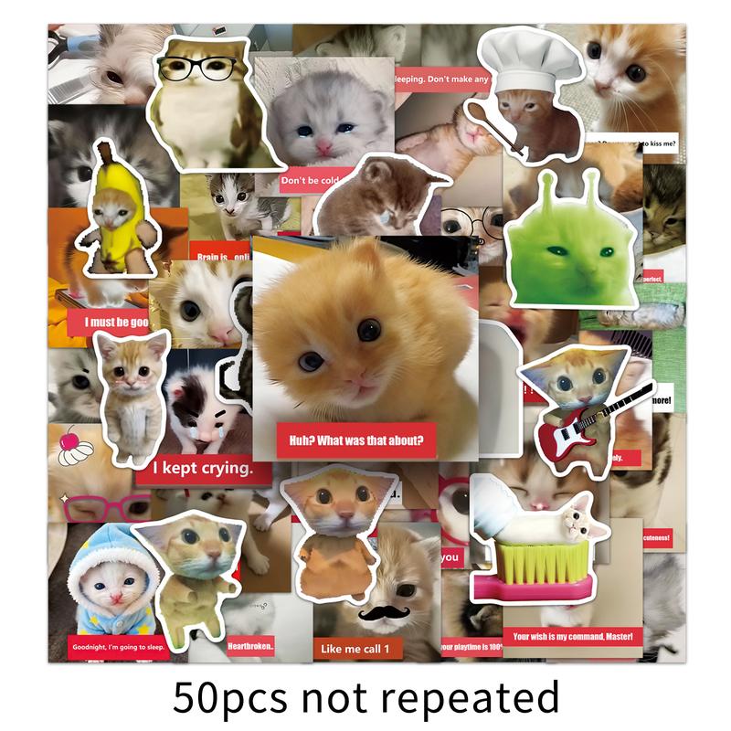 50 PCS Cat Meme Sticker Pack  | Boost Engagement with Funny Reaction Stickers for Stories, Edits & Fan Interactions