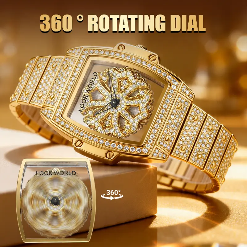 Rotating Dial Bling Watch Quartz Men Woman Luxury Fashionable Sparkling  Versatilehday Timeless Classic Design With Adjustment Tool  Birthday commemorative gift