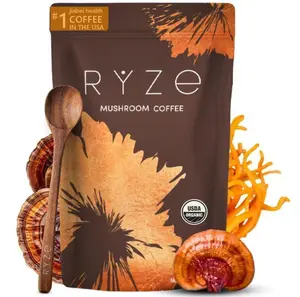 RYZE Mushroom Coffee 30 Servings with 6 Adaptogenic Mushrooms MCT Oil & 2000mg Superfoods USDA Organic USA Grown Instant Coffee Healthcare Vitamin