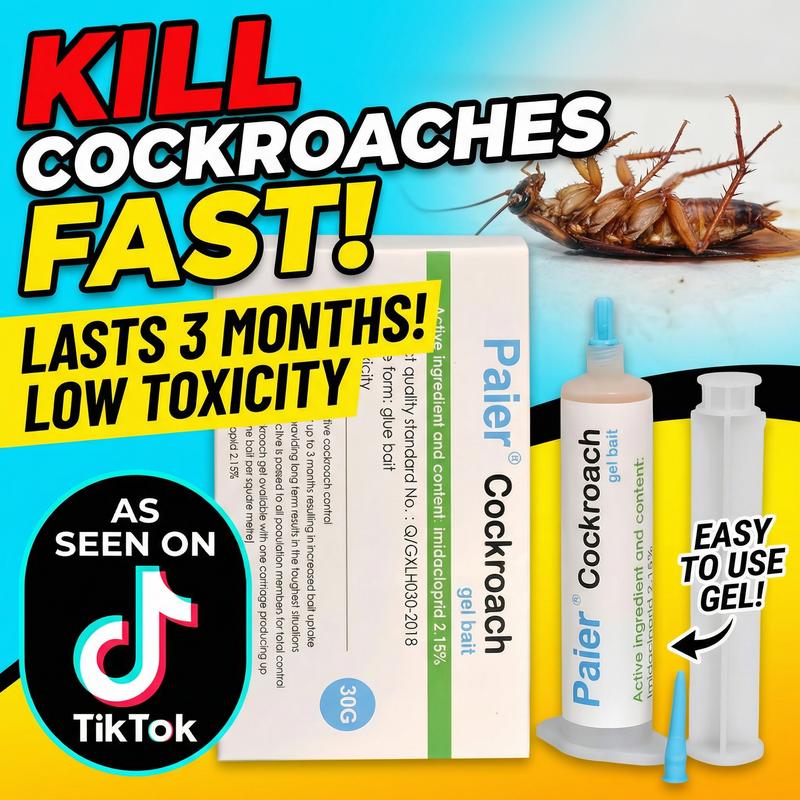 Indoor Cockroach Exterminator, Insect Repellent, 1 tubes x 30g, 1 plungers and 2 tips, German Cockroach Pest Control, Can be used indoors and outdoors, Cockroach Killing Gel for American Cockroaches, German Cockroaches and other major cockroach species