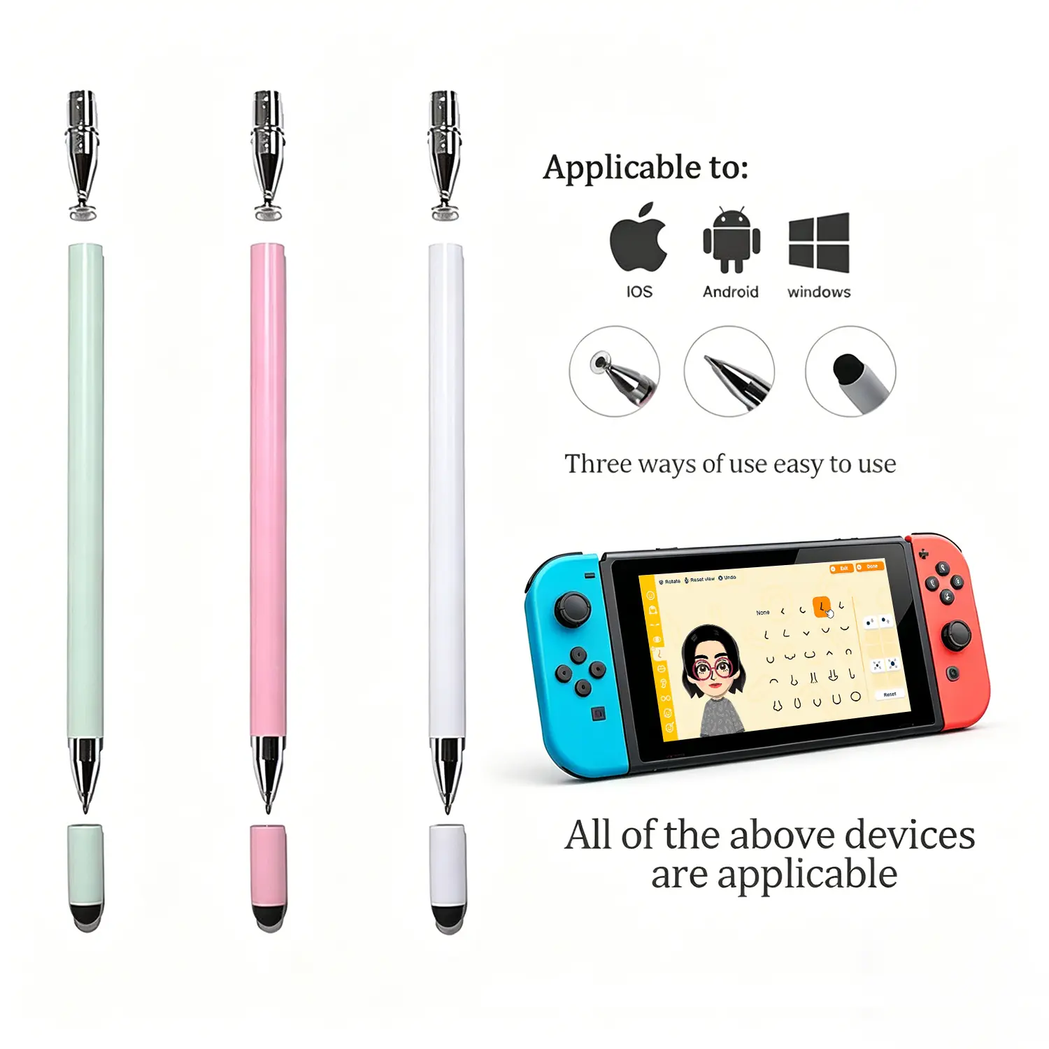 3-in-1 Universal Stylus Pen for Touchscreens, High-Sensitivity & Precision Capacitive Stylus Pen for iPad, Compatible with All Touchscreens on iPad，iPhone, Android, Switch,Samsung Galaxy, and Tablets | TikTok Shop | Father's Day Gift BackToSchool, Tablet,