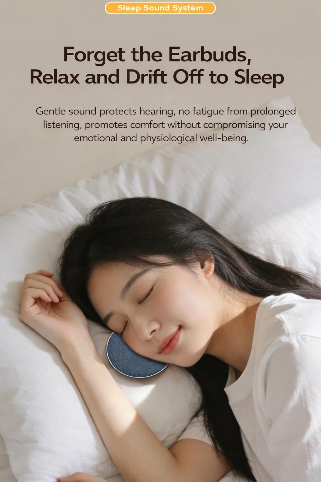 2026 New Product: Ultra-thin Pillow-Side Speaker with White Noise Function, Mini Bluetooth Speaker for Sleep