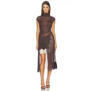 Bec + Bridge Eva Split Tunic Top in Dark Chocolate