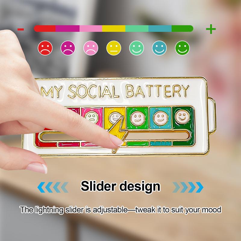 2 Pack Social Battery Slider Pin - Interactive Mood Pin for Introverts, Funny Social Battery Creative Badge for Jackets & Backpacks - Novelty Accessories & Cute Gifts for Friends, Her 2 Pack Social Battery Slider Pin - Interactive Mood Pin for Introverts, Funny Social Battery Creative Badge for Jackets & Backpacks - Novelty Accessories & Cute Gifts for Friends, Her