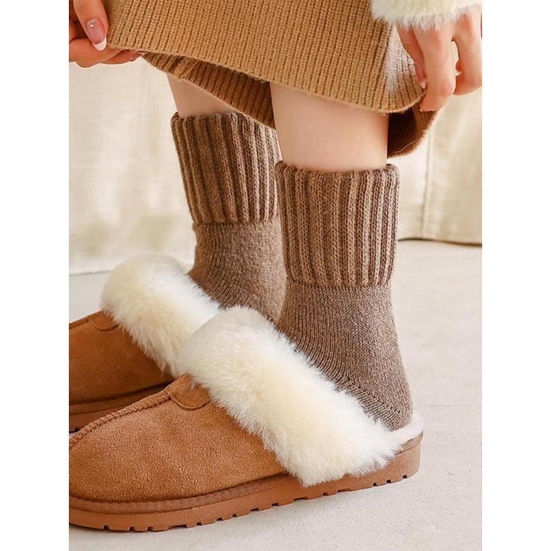 Women's Casual Soft Comfy Warm Socks for All Seasons, Solid Mid-calf Socks,Women's Socks for Daily Wear Womenswear Bridal