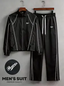 Track Jacket with Contrast Piping, Stand Collar, and Script Logo – Retro Streetwear Essential