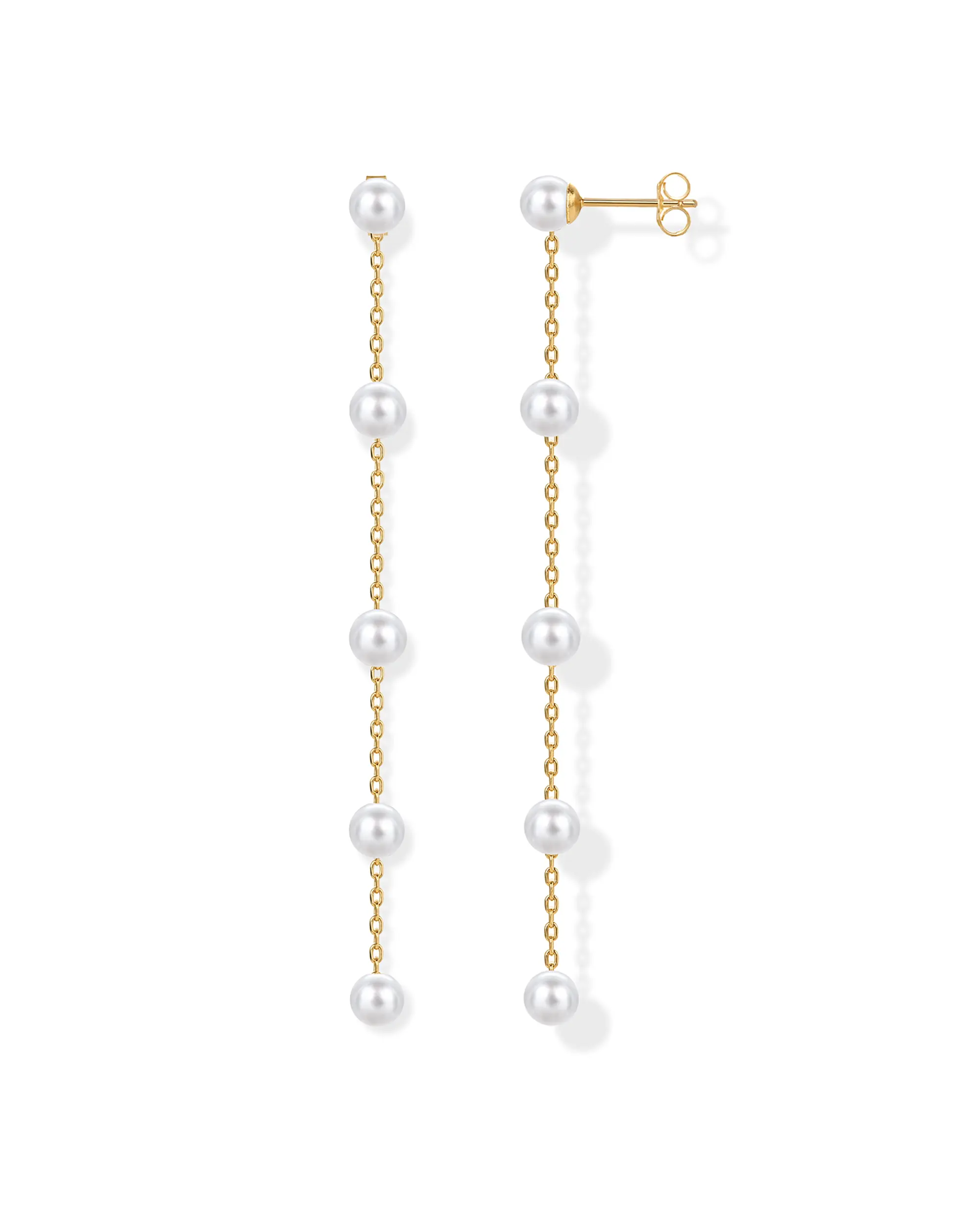 PAVOI 14K Gold Plated 925 Sterling Silver Posts Pearl Dangle Drop Earrings - Bridal Pearl Earrings for Women