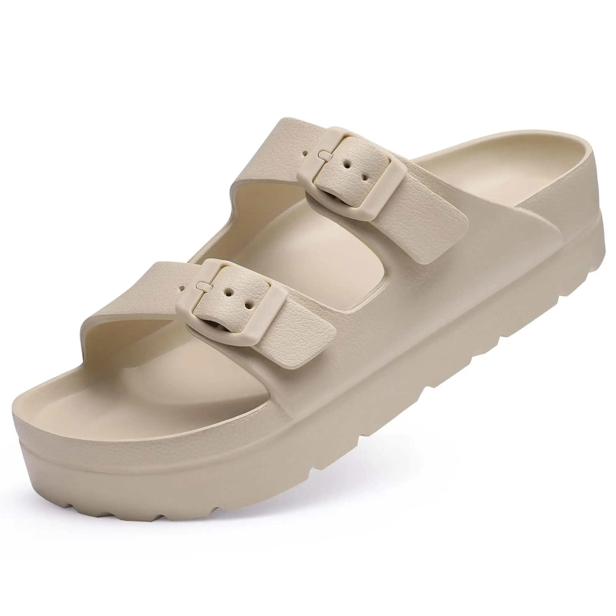 Women's Thick Platform Sandals - Chunky EVA Slip-On Versatile Flat Sandals with Arch Support, Adjustable Buckles, Lightweight Cushioned Walking Footwear for Summer Beach Use (Store in Cool Dry Place, Avoid Prolonged Sunlight Exposure), Walking Shoes, Mini