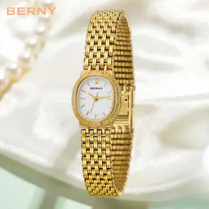 BERNY Women's Gold Watch Vintage High Quality Stainless Steel – Elegant 3ATM Waterproof Classic Fashion Quartz Wristwatch for Women, Adjustable Bracelet Tools Included, Dainty Luxury Reloj Gift for Her, Valentine's Day