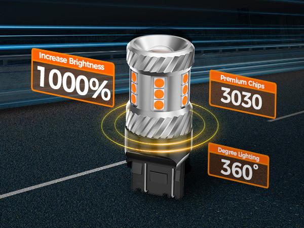 2009 Honda Accord 7443/7440/T20/W21W LED Turn Signal Light Brake Tail Light Bulbs Yellow SEALIGHT