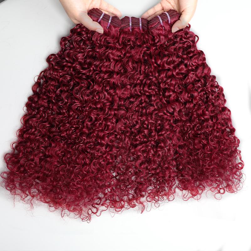 VIPbeauty Burgundy 99J Burmese Curly Bundles Human Hair 100% Unprocessed Virgin Hair Bundles Deals Human Hair Extensions 16A Raw Burmese Curly Human Hair Bundles for Black Women Natural Black Spiral Curly End Human Hair Weft Extensions