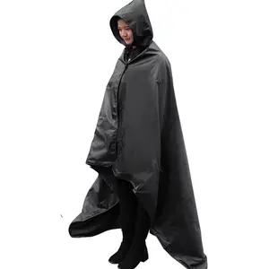 Wearable Hooded Stadium Blanket, Waterproof Windproof Fleece, Large Warm Outdoor Blanket for Camping Picnic Sports Beach(79inchx56inch)