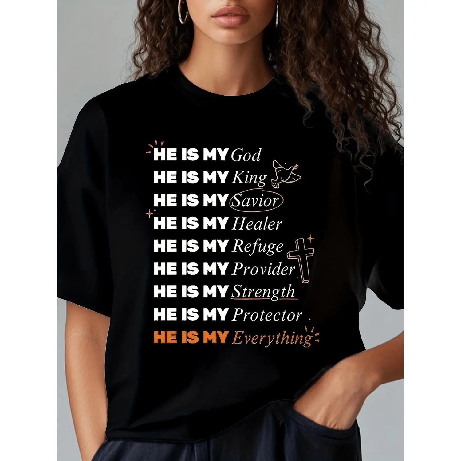 Slim Fit TShirt Featuring Bible Verse Print in Multiple Colors Crafted from 180g Pure Cotton Ideal Casual Wear for Church and Faithful Women