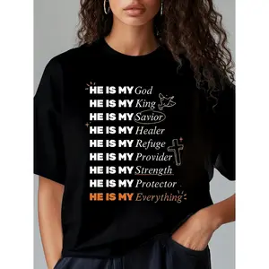 Slim Fit TShirt with Bible Verse Print in Multiple Colors Comfortable 180g Pure Cotton Casual Wear for Women Attending Church