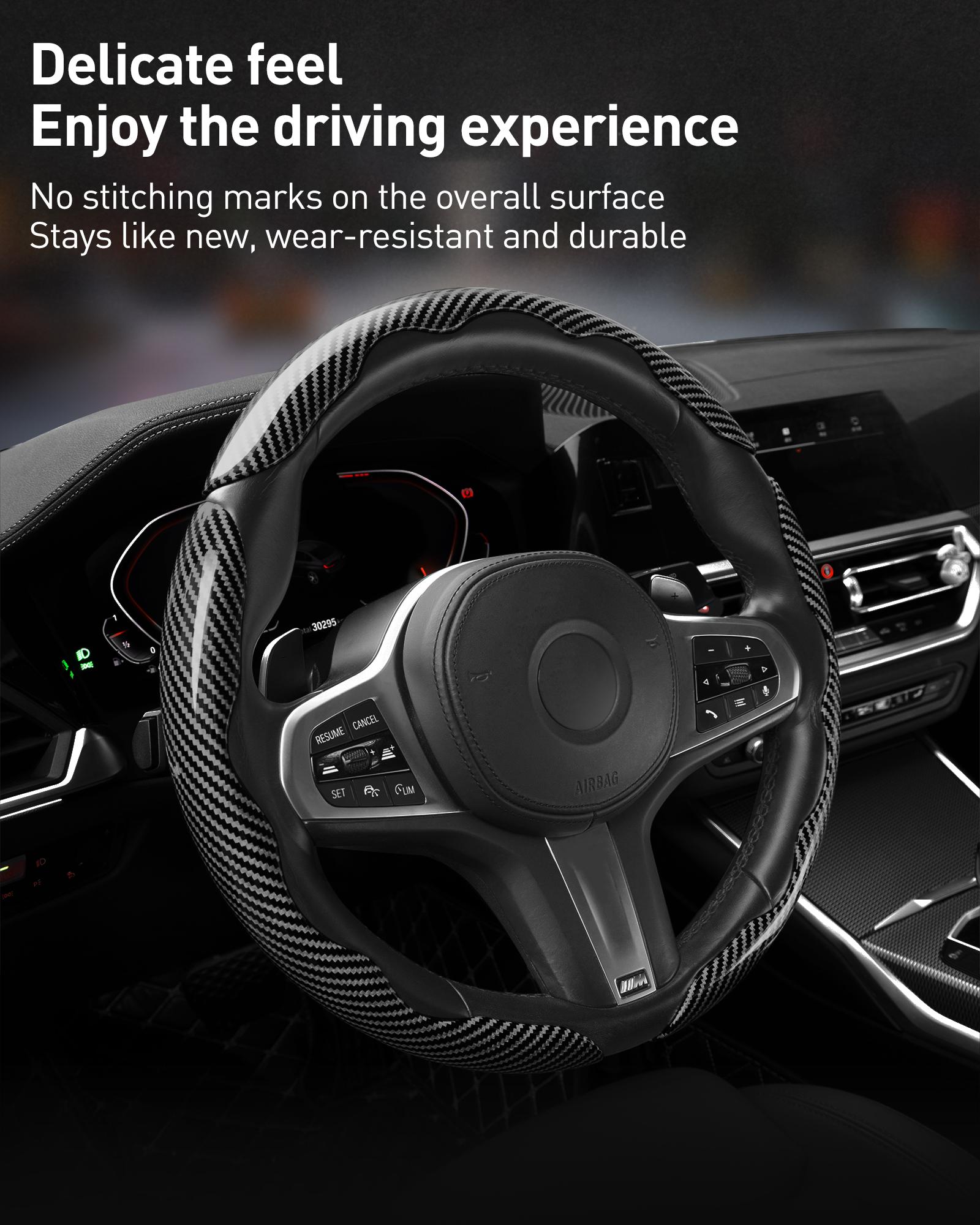 Car Steering Wheel Cover, Non-slip Design Steering Wheel Protector, Universal Car Steering Wheel Cover for 15 Inch, Decor Gadgets, Car Accessories, Men Gifts, Car Essentials, Vehicle, for Racing