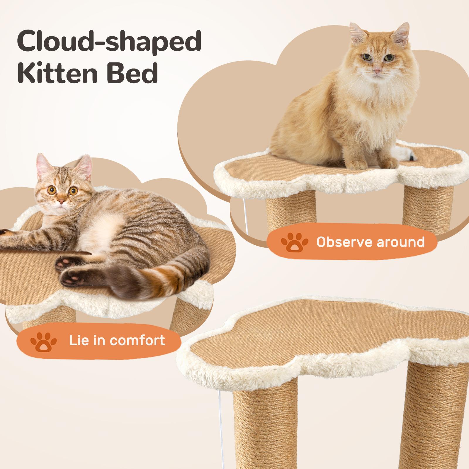 Pawaboo Cat Scratching Post, Cat Self Groomer for Indoor Cats, Cloud Soft Perch for Rest, 17.5" Tall Natural Sisal Scratcher Cat Grooming Interactive Ball Track Toys for Small Cats Kittens