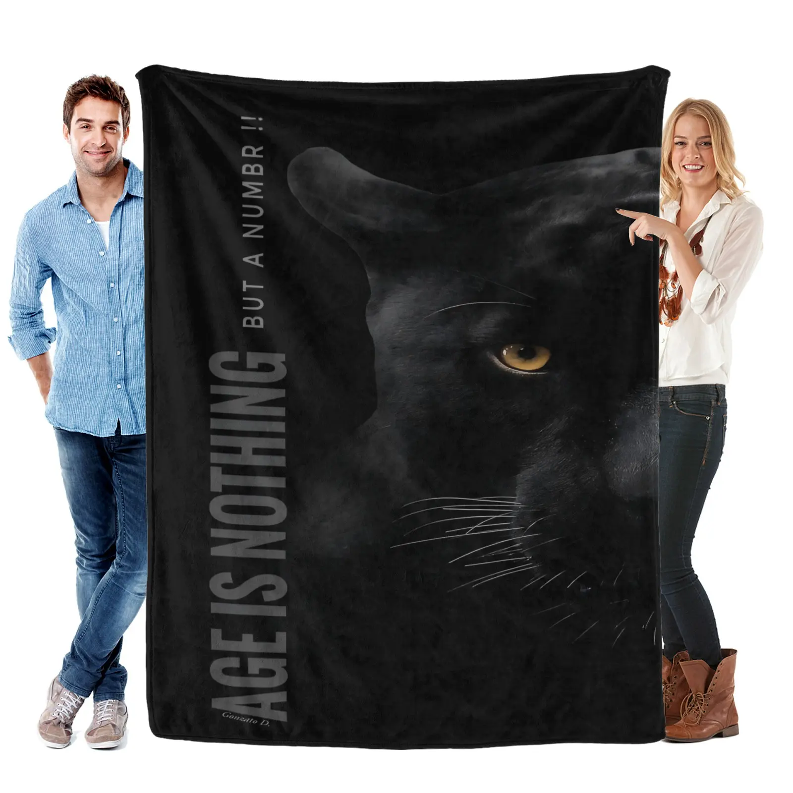 Black Panther Flannel Blanket - Black Pattern, Body-Warming, Empowering Quote, Wildlife Print, Soft Texture, Multi-Size Cozy Throw - Ideal for Valentine’s Day Gifting, Warm Snuggling, Black Pattern Blankets, Body-Warming Blankets