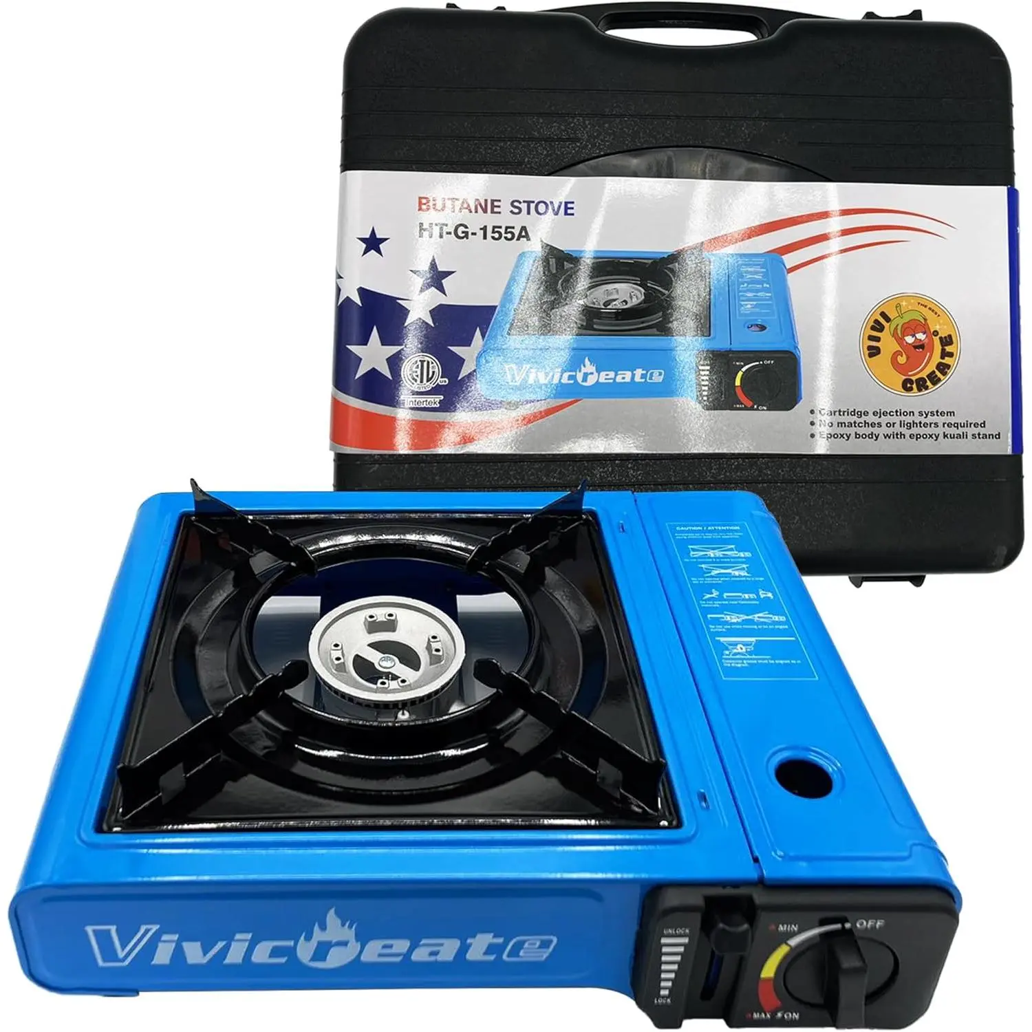 Vivicreate 7000 BTU Portable Butane Camping Stove – Korean Style Outdoor BBQ Burner for Hiking, Travel, and Emergency Cooking
