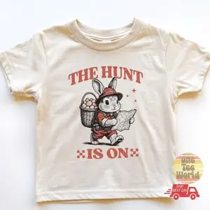 The Hunt is on Vintage Easter Bunny Tee, Retro Egg Hunt Rabbit Shirt, Grandson Easter Gift - Cute Easter, Easter Shirt, Happy Easter, Youth clothing Casual Graphic Apparel, For son and daughter, Holiday Clothing