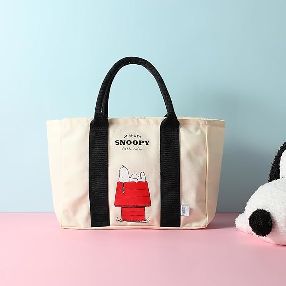 MINISO SNOOPY Summer Travel Collection Handbag Cute Anime Beagle Puppy Character Big Capacity for Holiday Vacation for Work School