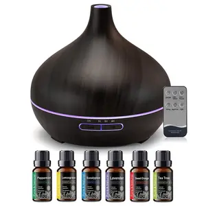Oil Diffuser, 550ml Aromatherapy Diffuser with 6x10ml Included, 7x2 Colorful LED Night Light, 23dB Quiet BPA-Free Essential Oil Diffusers for Home, 16H Lasting, 4 Timers, Auto Off, Black humidifier air  purifier Lamp Diffuser with Cool Mist