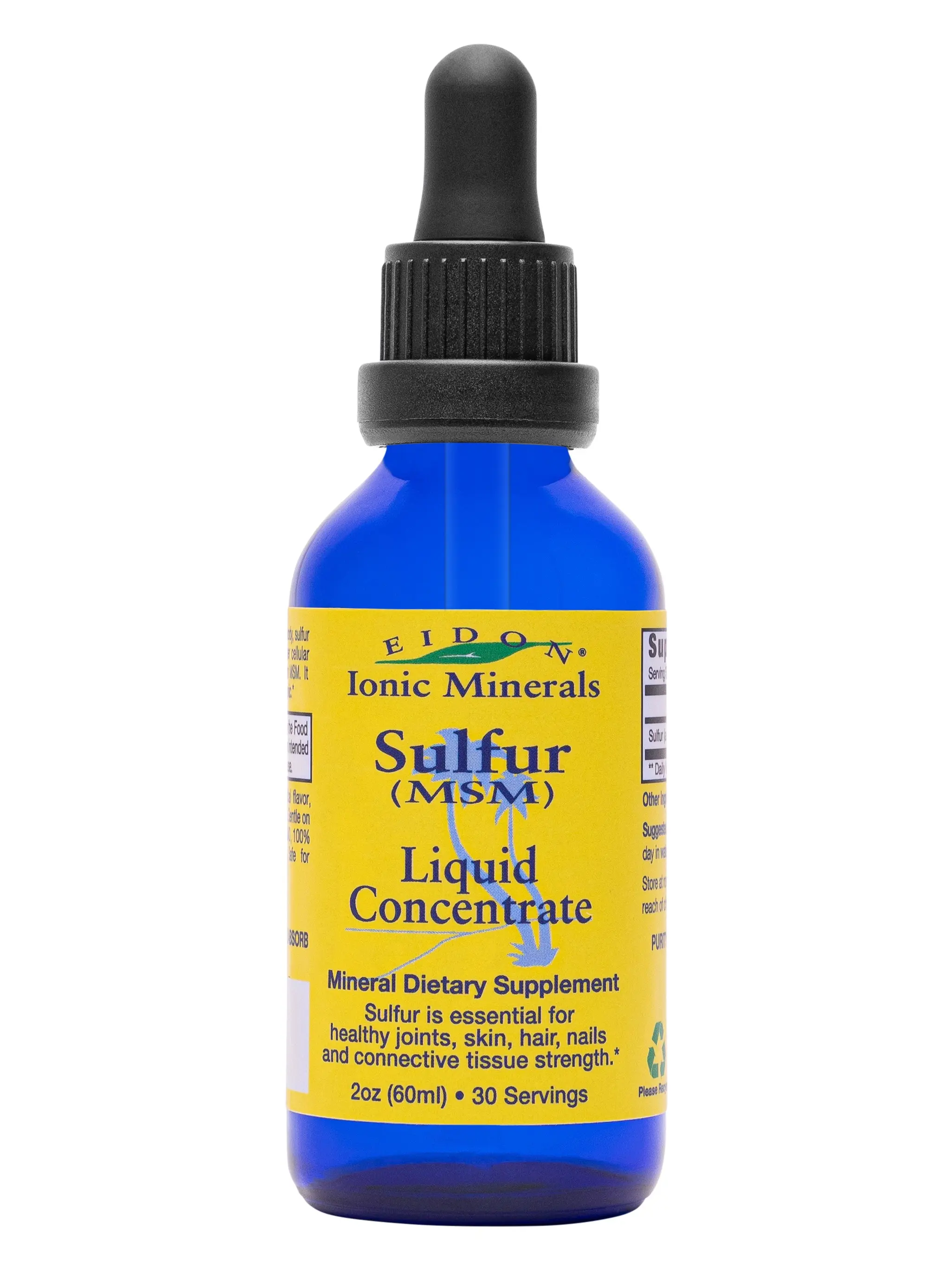 Eidon Ionic Minerals Liquid Sulfur 2oz Concentrate - MSM Sulfur Drops Supplement, Supports Healthy Joints, Smooth Skin, & Glossy Hair, No Preservatives or Additives Gluten Free GMO Free Dairy Free Fitness Dietary Collagen Healthcare Optimum Edible Vitamin