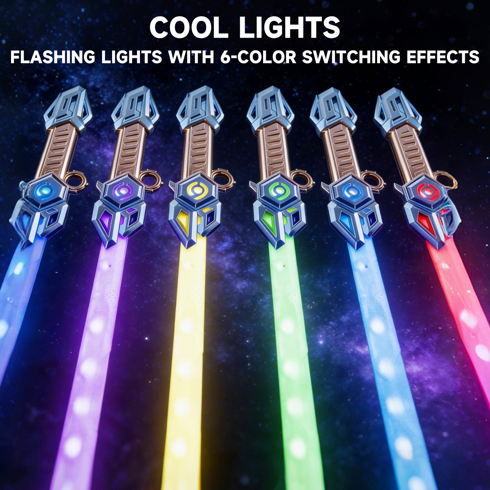 Multi-Color Lightsaber Toy with LED Lights & Retractable Dual Blades, Retractable Extendable Light Up Sword with Sound Effects, 360° Rotating Handle, Holiday and Birthday Gifts for Children