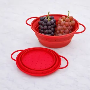 Food-grade Silicone Foldable Filter Basket For Vegetables And Fruits. Foldable Design For Easy Storage And Space Saving. Suitable For Camping, RVs, And Kitchens. Durable Kitchenware. Heat Resistant Up To 350°F. Food Safety Drain Rack.