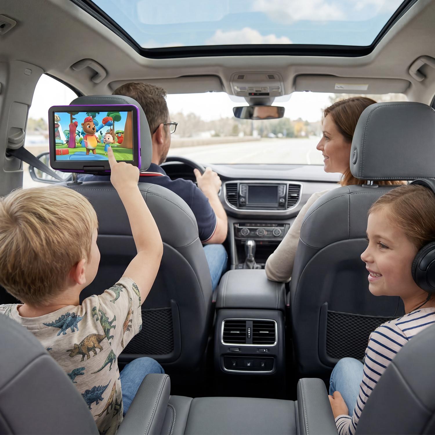 14.9" Portable DVD Player  Swivel HD Screen, CD Player, Dual Speakers, 6H Rechargeable Battery, Region Free, Remote Control, TV Sync, USB/SD Multi-Format Support (No Blu-ray)