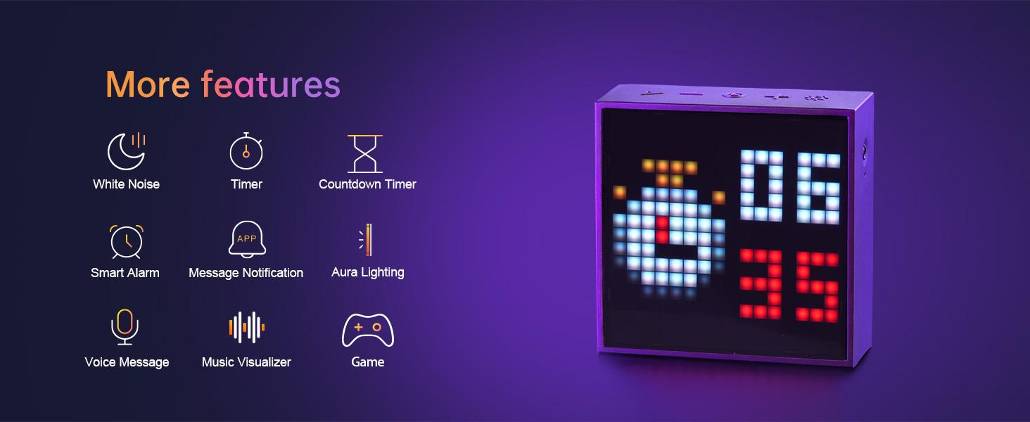Divoom TimeBox Evo - Pixel Art Bluetooth Speaker with 16x16 LED Display APP Control - Cool Animation Frame & Gaming Room Setup & Bedside Alarm Clock- Black , speker gift Music Sound System Audio