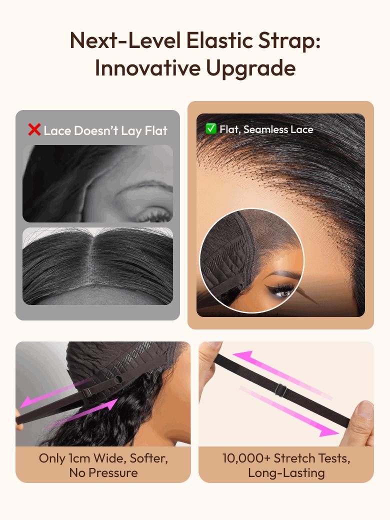 UNice Byebye Slip Balayage Highlight Loose Wave Wig 7x5 HD Lace Closure Human Hair Wigs with Drawstring Easy to Install Beginners Friendly