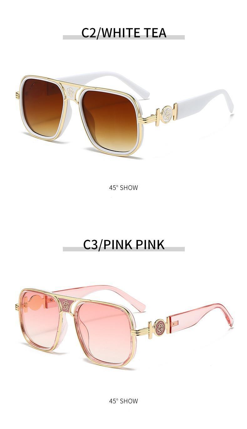 [WishOpen]2026 New Fashionable Luxury Sunglasses European and American Classic Women's Large Frame Metal Frame Casual Luxury Sense Black Frame