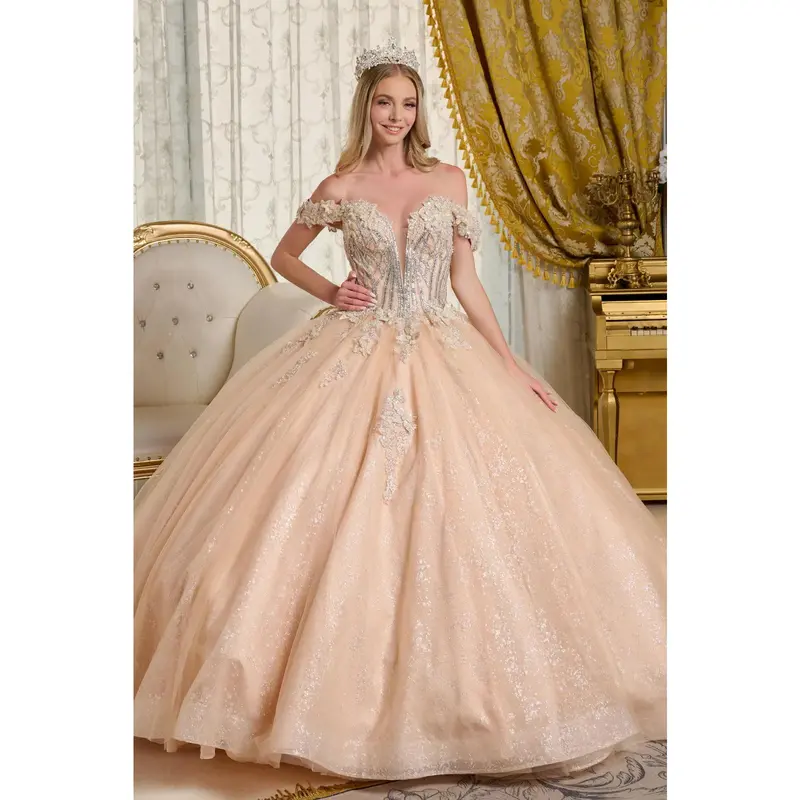 sachin and babi light blue dress champagne quinceanera dresses