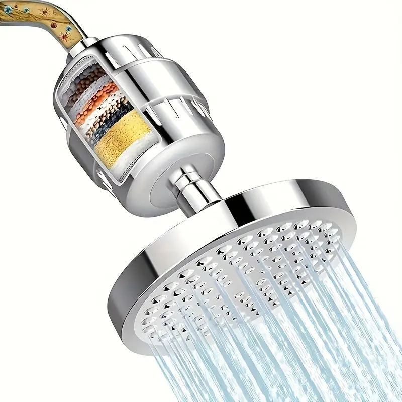 HOLENGS High Output Rain Shower Head And Hard Water Filter, Water Softener Showerhead For Bathroom, 20 Stage Shower Filter Removes Chlorine & Harmful Substances, 1 Replaceable Filter Cartridge