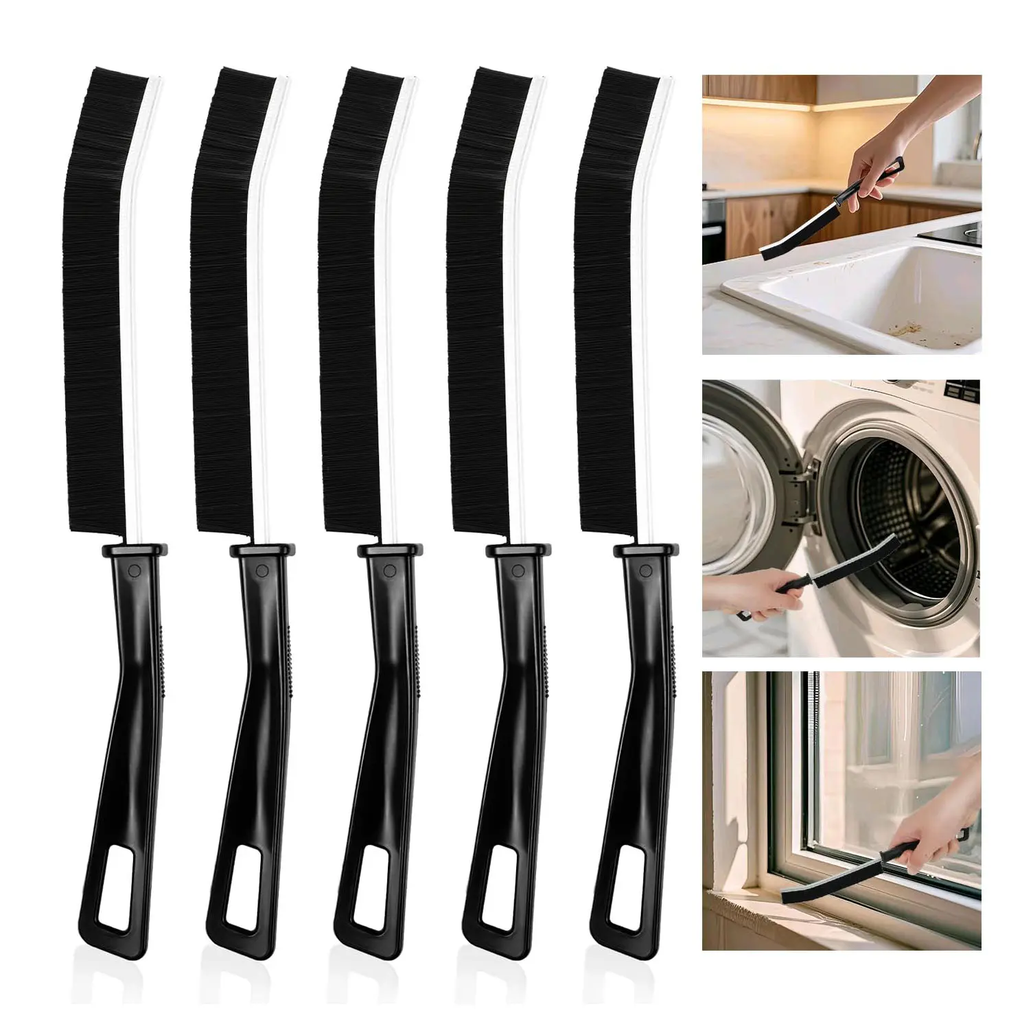 Crevice Cleaning Brush Set - 5PCS Hard Bristle Small Brushes for Grout Toilet Shower Tile & Skinny Gap - Ideal for Bathroom Kitchen Household Use